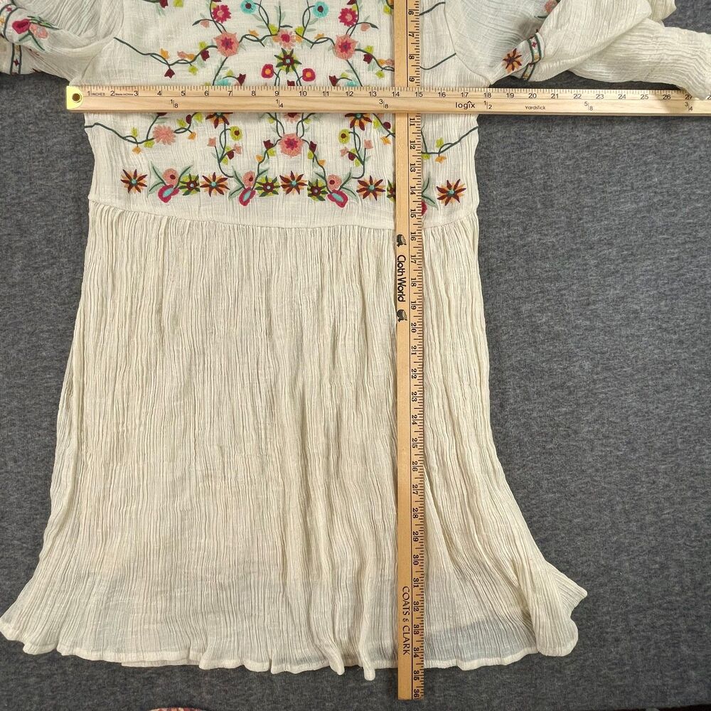 Altar'd State Embroidered Floral Bell Sleeve Boho Dress Small Cream Cottagecore - Picture 6 of 12